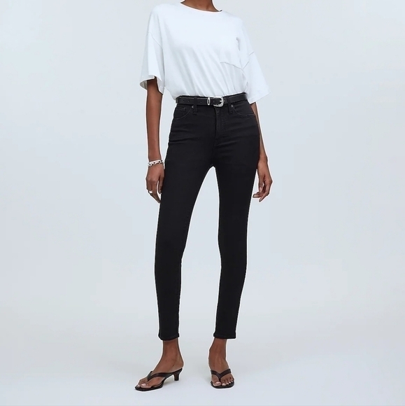 Madewell $128 10" High-Rise Skinny Jeans on Black Frost size 26 NWT NG493 - Picture 1 of 14